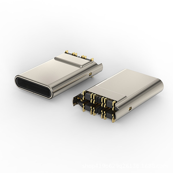 Type-C Male Connector 6P/12P, Height 11.94mm, 2-Pin Crimped