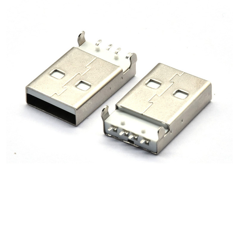USB male connector, 180° top-mount terminal