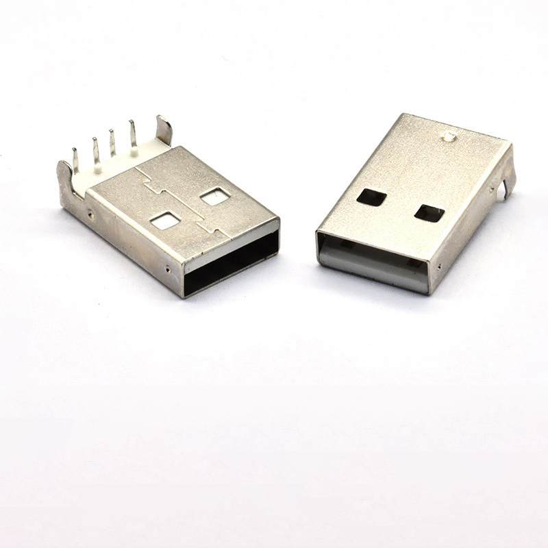 USB male connector, 90° through-hole, top contact