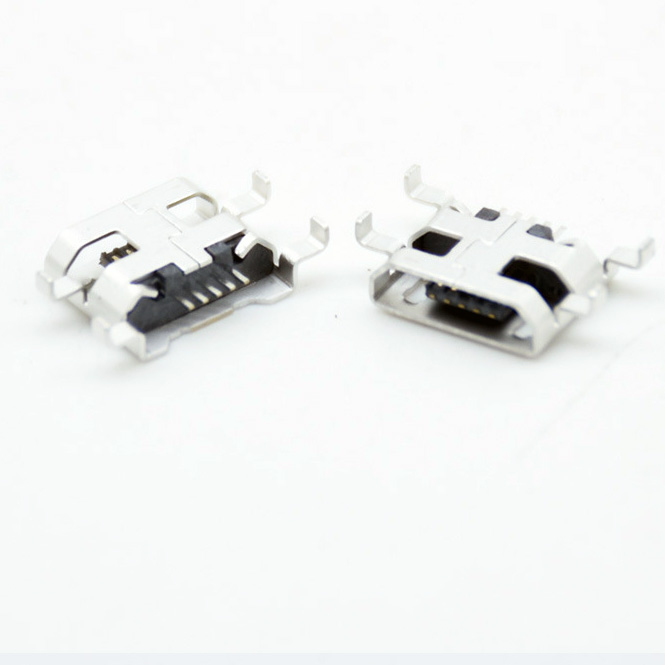 Micro 5P female connector, sunk PCB 0.72mm/0.8mm, crimped edge & straight edge