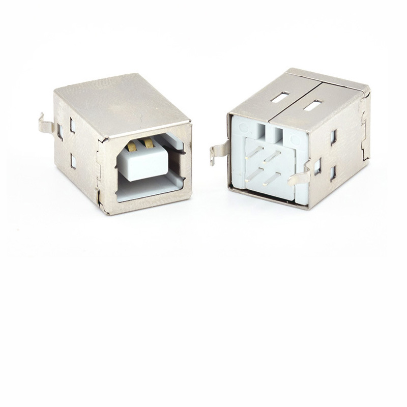 Type B female connector, 180° through-hole