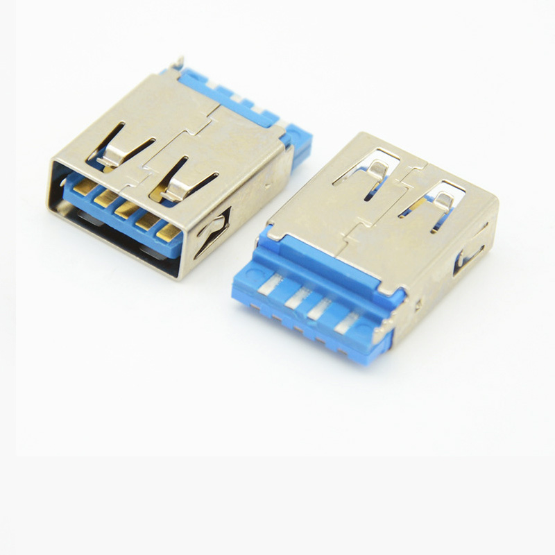 USB AM short body soldering type, USB 3.0 male through-hole connector