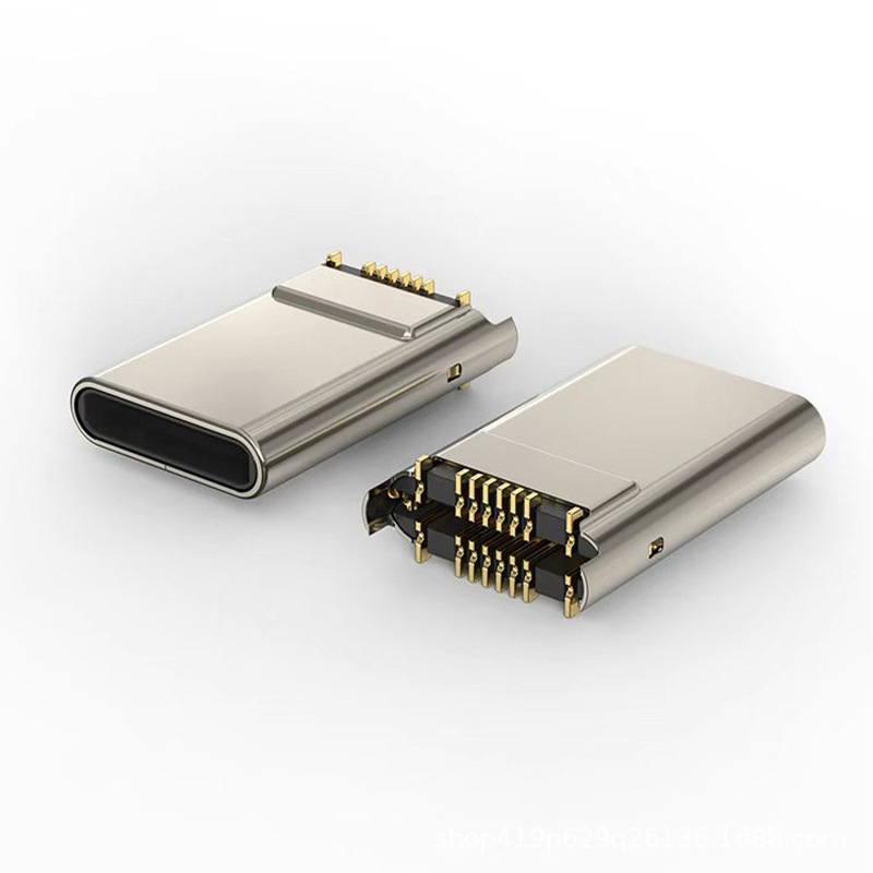 Type-C 16Pin Vertical SMT Male Connector, Height 11.94mm, 180° Vertical, 2-Pin Through-hole