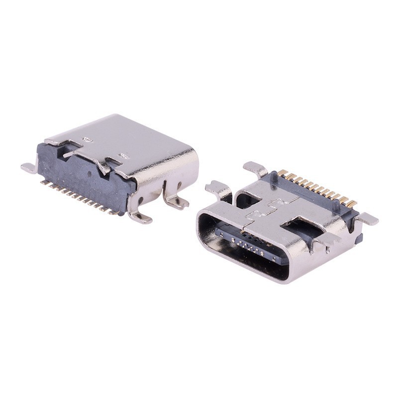 16Pin 90° Horizontal Full SMT Female Connector, Length 7.35mm, With Post, On-board Type