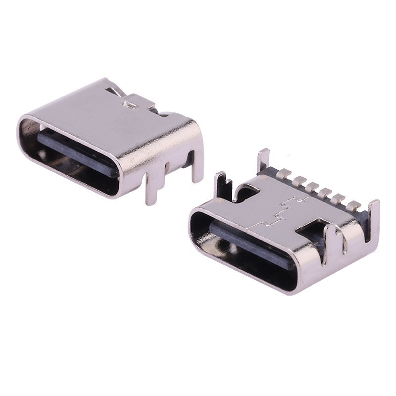 6Pin On-board Connector, 6.8mm, with steel spring and stainless steel housing, SMT