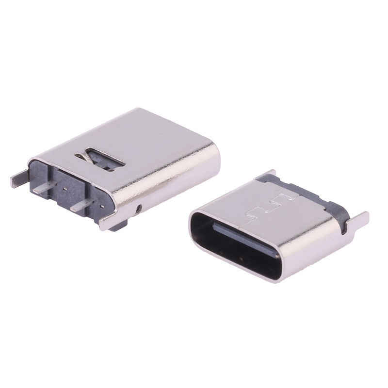 Type-C 2Pin Female Connector, 180° Through-hole DIP, 2-Pin, H=8.8/10.5mm