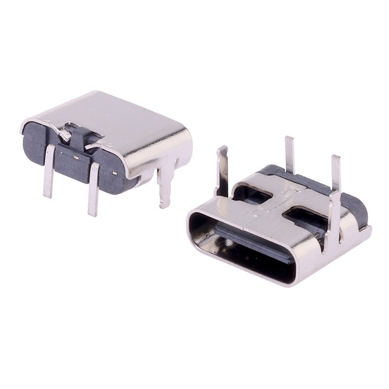 Type-C 2Pin Female Connector, Horizontal Through-hole, L=6.5/6.8/7.35mm